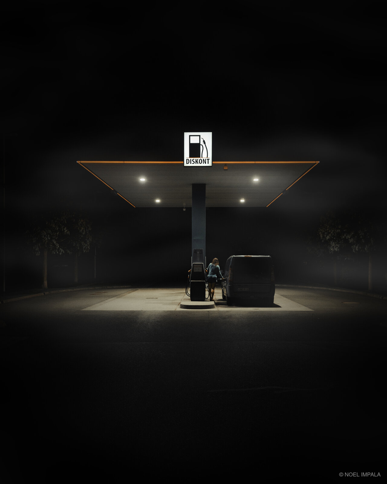 Gas station at night